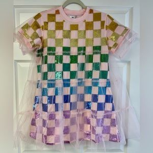 Queen of Sparkles Checkered Multi Colored Dress